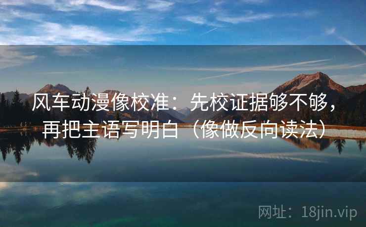 风车动漫像校准：先校证据够不够，再把主语写明白（像做反向读法）